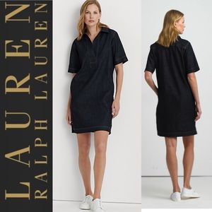 LAUREN RALPH LAUREN BLACK LABEL COTTON SHIRT DRESS. SIZE SP